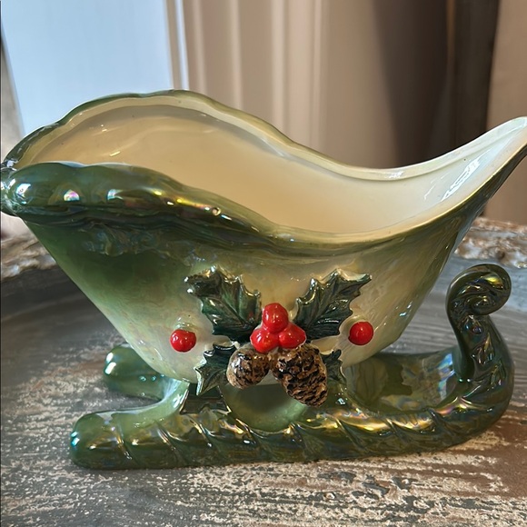 Vintage 1960’s Holiday Ceramic 6” Sleigh Dish - Picture 1 of 2